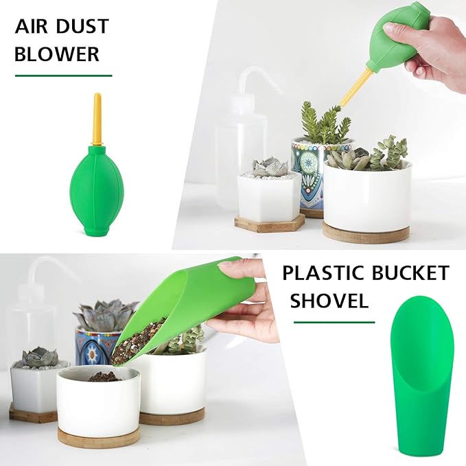 G GOOD GAIN Garden Succulent Kit with Organizer Bag, 14 Pieces Succulent Tools, Indoor Mini Hand Gardening Tools Set with Carrier for Bonsai Planter Miniature Fairy Planting Care(Rose)