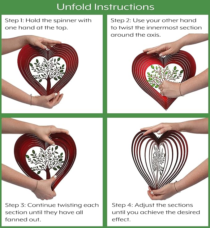 Heart Wind Spinners for Yard and Garden, Metal Ornaments for Garden Décor, Outdoor Wind Spinner, Heart Décor Gifts, Outdoor Garden Decoration, 12 inch Heart Wall Décor by ISEO