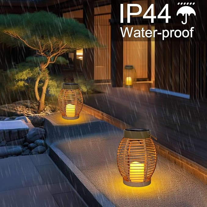 Solar Lanterns, Hanging Outdoor Lantern with LED Flickering Flameless Candles, Waterproof Outdoor Garden Lanterns Decorative for Patio, Porch,Deck, Yard, Table Decor