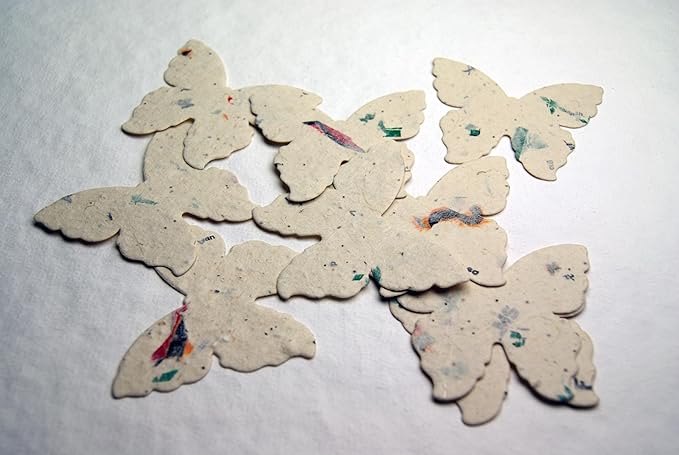 Of The Earth Handmade Paper - Wildflower Seed Paper Butterfly Shape - Large 3" - Set of 24 (47s Junk Mail)