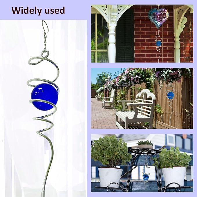 Wind Spinner Tail Gazing Ball Spiral Tail Wind Spinner Stabilizer Sun Catcher Visual Illusion in Spinning Yard Art Decor,Indoor Outdoor Garden Decoration Wind Sculptures-13 in(Dark Blue)