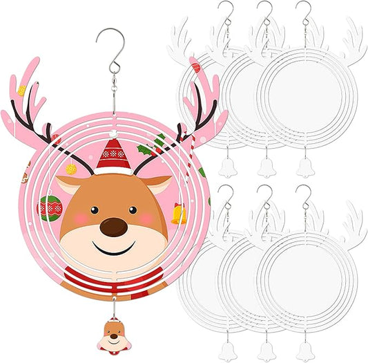 Sublimation Wind Spinner Blanks, 6 Pack 10 Inch 3D Aluminum Metal Hanging Wind Spinner Bulk for Garden Yard Outdoor, Window Porch Decoration for Heat Press Transfer DIY
