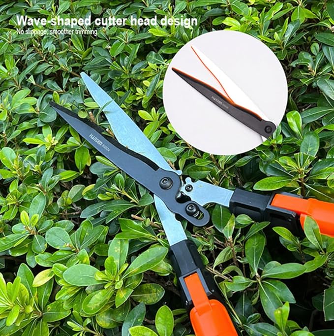 Edward Tools Pro Power Lever Hedge Shears - 29” - 34” - Telescoping Extendable Handle with High Carbon Steel Teflon Coated Wavy Blade - Ergo Rubber Long Handle - Heavy Duty Gardening