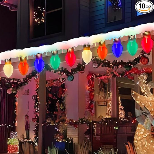 16FT Jumbo Xmas String Lights,Large Outdoor Christmas Lights with 10 Giant Multicolored Bulbs Hanging Lights for Outside Indoor Holiday Tree Porch Roof Fence Yard Garden Decorations