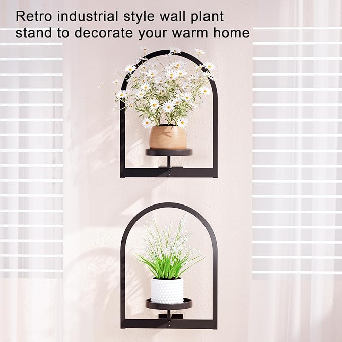 Wall Plant Holder, Wall Planters for Indoor Plants, Wall Mounted Plant Holder for Home Decor, Metal Plant Wall Shelf Plant Frames Wall Decor (3 Pack)