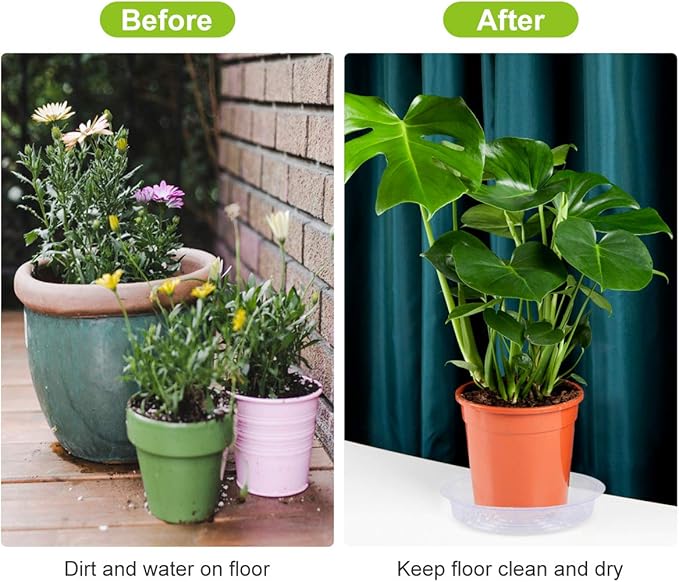 5 Pack Clear Plant Saucer Heavy Duty Sturdy Drip Trays for Indoor and Outdoor Plants