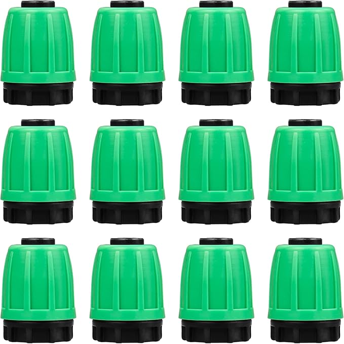 Drip Irrigation Fittings for 1/2 inch Tubing (0.60"-0.63" OD), 12 Pieces Barbed Locked End Plug Connectors, End Caps Drip Line Nuts Connectors for Drip Irrigation Hose (13mm ID)