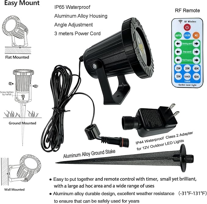 Laser Christmas Lights, Laser Light Projector with Remote Control & Timing, Waterproof Aluminum-Alloy RGB 3-Colors Outdoor Star Shower Laser Lights, Perfect for Holidays Party, Garden Decor Lights