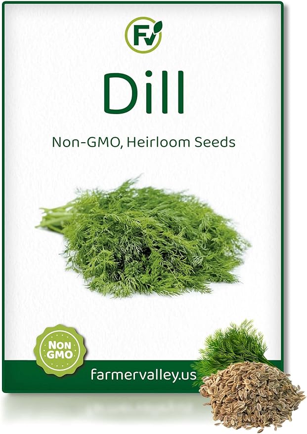 Dill Seeds for Planting Home Garden Herbs - Individual Pack of 300+ Heirloom Seeds, Suitable for Outdoors, Indoors, and Hydroponics - Non-GMO, Non-Hybrid, Untreated, and USA Grown Variety