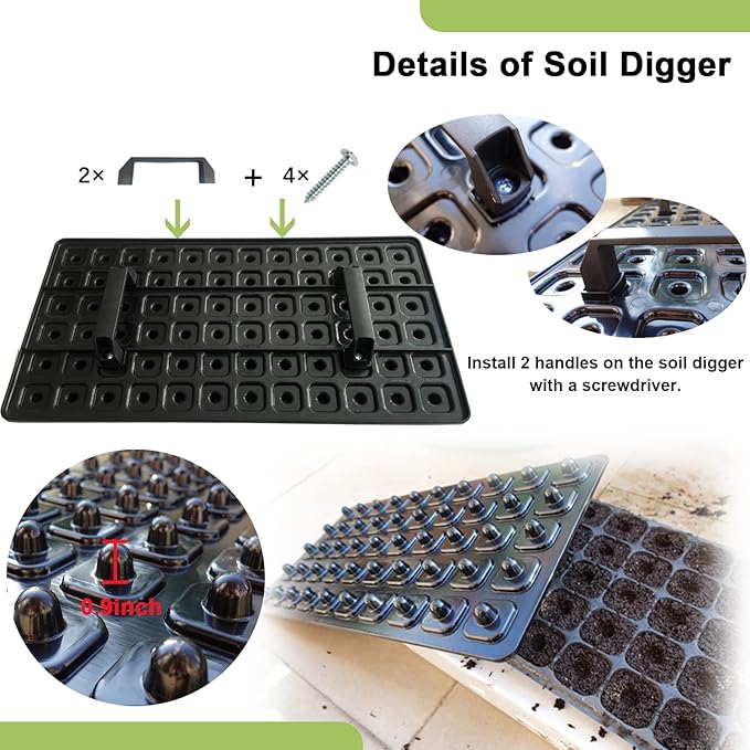 72 Cell Seed Starter Trays with Dibber – 20 Pack Reusable Seedling Trays for Germination Propagation, 72 Hole Soil Digger for Quickly Setting Out, Gift for Gardener.