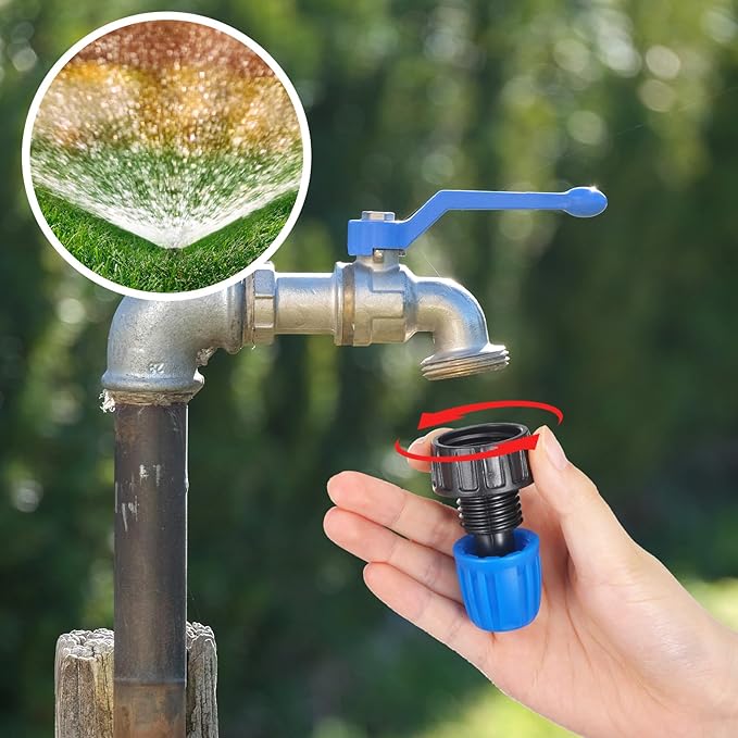 12 Pcs 1/2 Inch Garden Hose Adapter 3/4" to 1/2" Drip Irrigation Tubing Faucet Adapter Drip Irrigation Parts Faucet to Hose Adapter for Garden 3/4 Inch Faucet Connector (Green, Blue)