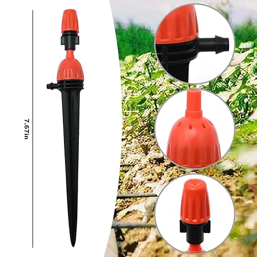 1/4" Drip Irrigation Emitters, Automatic Drip Irrigation Parts Accessories, 360 Degree Drip Sprinkler Heads Sprayer Heads for Irrigation Systems (Drip Spray, 25)
