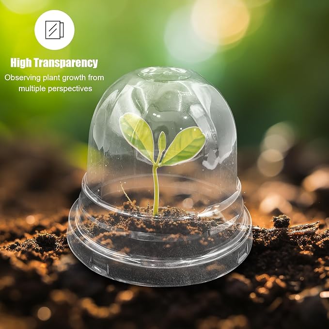 50 Pack Clear Plant Pot Domes, Transparent Seedling Domes Compatible with 4 Inch Seed Starter Pots for Indoor Outdoor Gardening(50Pcs, Clear)