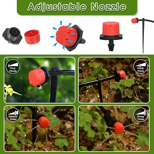 Drip Irrigation Kit, Flantor 70FT Greenhouse Drip Irrigation System Adjustable Garden Watering System with 1/2 inch & 1/4 inch Irrigation Tubing,Patio Misting Plant Watering System for Garden and Lawn