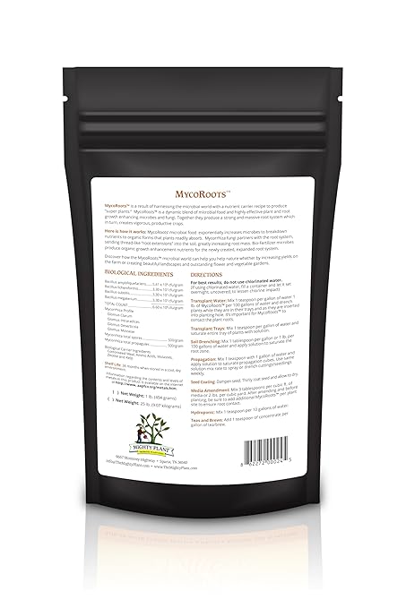 Organic MycoRoots Ultra-Concentrated Mycorrhizal Fungi Root Enhancer – 500 Spores/Gram for Optimal Plant Growth & Health | Boost Soil Nutrient Absorption (5, Ounces)