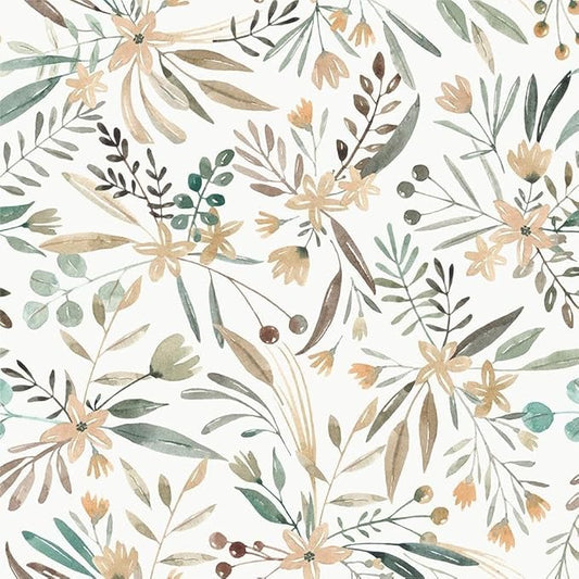 Boho Watercolor Brown Leaf Vintage Peel and Stick Wallpaper Self Adhesive Removable Easy Peel Off Stick on Wall Paper for Bedroom Cabinet Renter