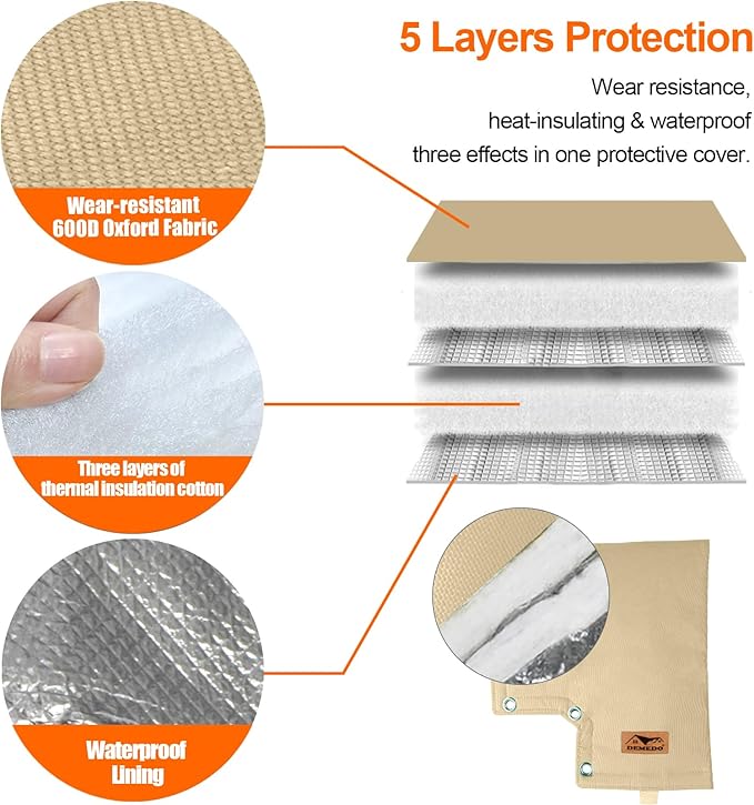 Backflow Cover, Backflow Preventers Protection, Pressure Vacuum Breaker Cover for Winter, Insulated Cover Pouch for Irrigation Backflow Valve, Sprinkler Valves Cover in Snow or Sun Exposure – Beige