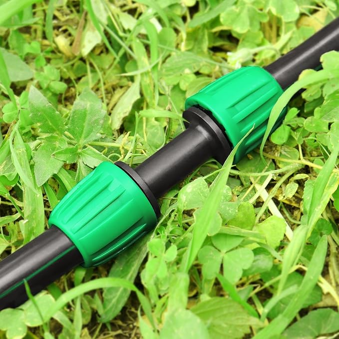 Drip Irrigation Fittings for 1/2 inch Tubing (0.60"-0.63" OD), 16 Pieces Barbed Coupling Drip Parts Locked Coupler Connectors, Drip Line Nuts Connectors for 1/2" Drip Irrigation Hose (13mm ID)