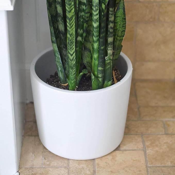 Willowy 12 inch Large Matte White Ceramic Planter - 12 Inch Pots for Plants Indoor, Modern White Planters for Indoor Plants, Big 12 Inch Plant Pot, White Plant Pot with Drainage Hole Plug