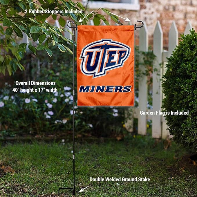 College Flags & Banners Co. Texas El Paso Miners Garden Flag with Stand Holder