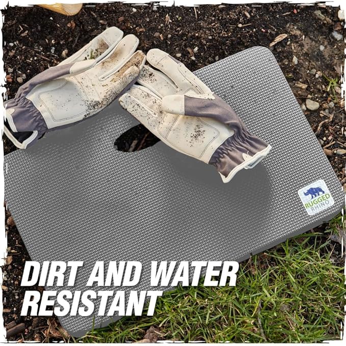 Rugged Rhino Soft Foam Kneeling Pad, Thick Knee Mat Resists Water, Durable Shock Absorbent Pads, Comfortable Strong Rebound, Gardening, Mechanic Tools, Bath Tub Essentials Slate Gray