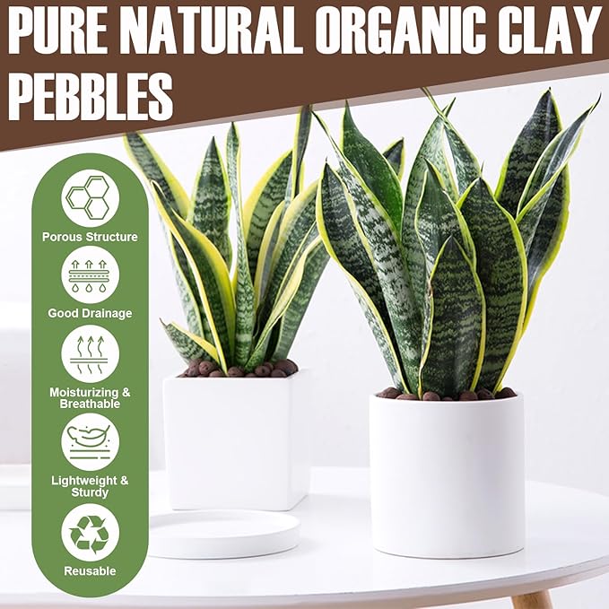 12 LBS Organic Clay Pebbles 4mm-16mm Leca for Plants 100% Natural Hydroton Clay Pebbles for Hydroponic Growing Gardening Orchids Drainage Decoration Aquaponics