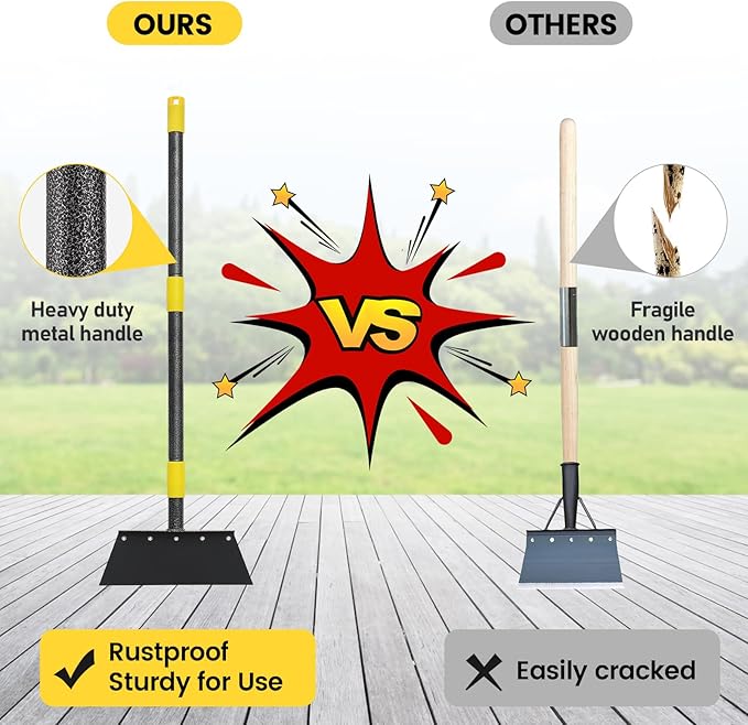 Garden Cleaning Shovel, Multifunctional Flat Shovel Floor Scraper Manual Weeder, 88" Long Handle Ice Chopper Snow Shovel Spade, Heavy Duty Garden Tool for Lawn Edging, Scraping, Ice Removal