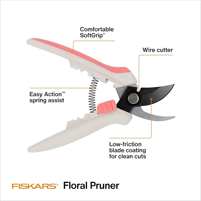 Fiskars Floral Pruning Shears - Plant Cutting Scissors/Garden Clippers For Deadheading and Working with Flowers - Spring Bloom