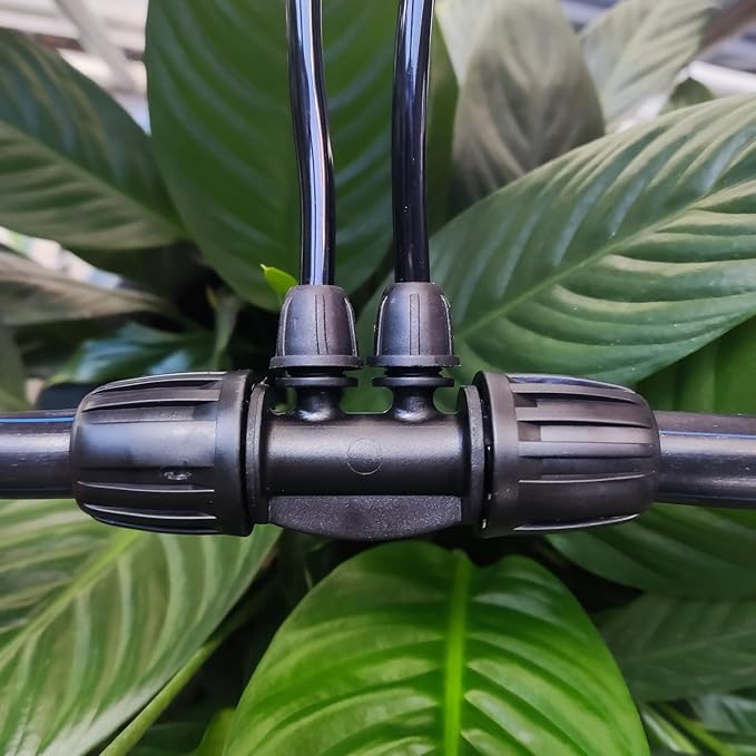 Drip Irrigation Parts for 1/2" Drip Tubing to 1/4" Irrigation Tubing, Drip Irrigation Fittings Anti-Drop Locked Barbed Reducing 4 Way-Pack of 10