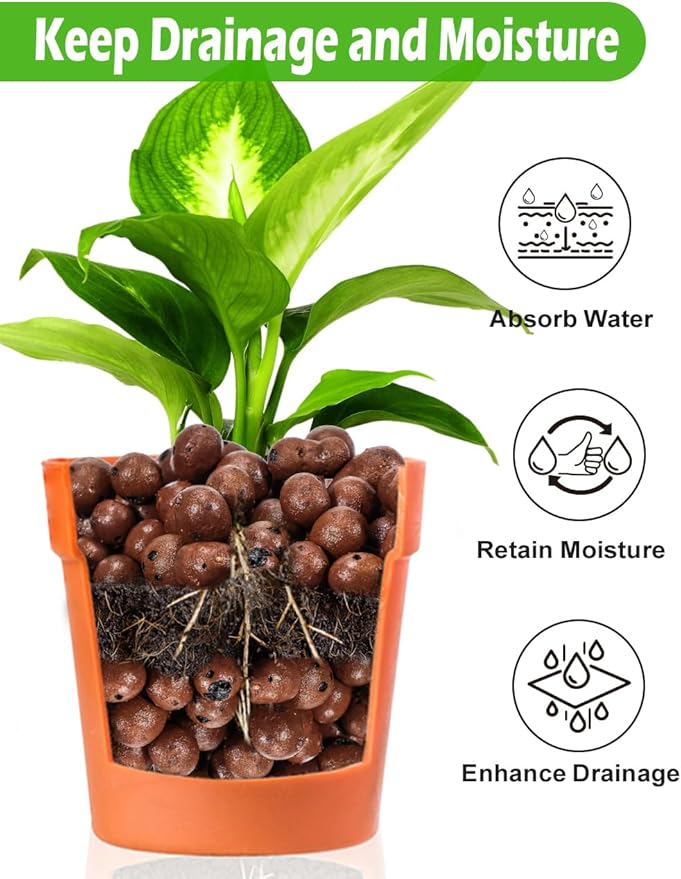 4qt Hydroponic Clay Pebbles, 8mm-12mm, Toypopor Natural Organic Expanded Grow Media for Hydroponics, Drainage, Decoration, Aquaponics and Other Gardening Essentials