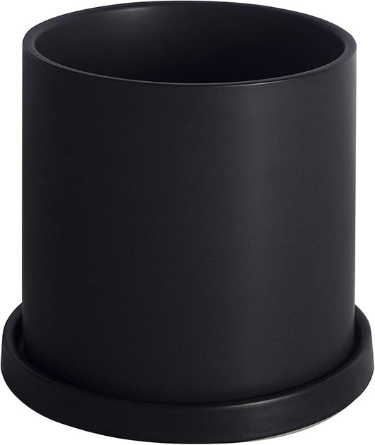 Planters for Indoor Plants Ceramic Flower Succulent Plant Pots with Drain Hole Saucer Decor for Home Office (5 inch Black)