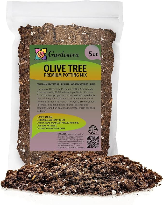 Premium Potting Mix for Olive Trees by Gardenera - Maximized Nutrient Retention and Growth Potential - 5 Quart
