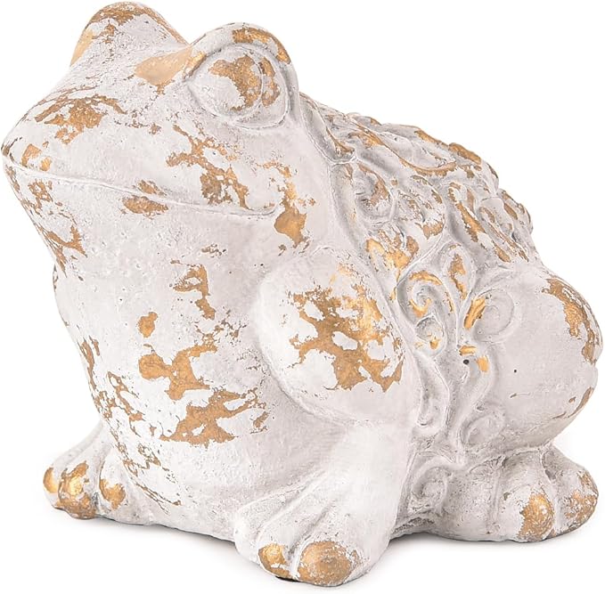 Sungmor Frog Figurine Garden Decor, Cement Frog Statue for Patio Yard Lawn Ornament, Indoor Outdoor Large Stone Decorations Statue, Funny Animal Sculpture Gardening Gift