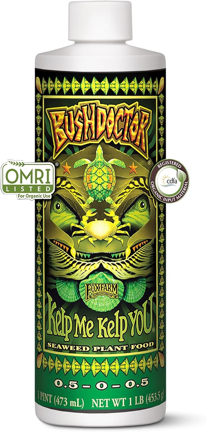 FoxFarm Bushdoctor Kelp Me Kelp You Fertilizer, Liquid Seaweed Extract for Plants, Vegetables, & Flowers - Promotes Root Growth & Soil Health - Perfect for Hydroponics & Soil, NPK 0.5-0-0.5 (Pint)