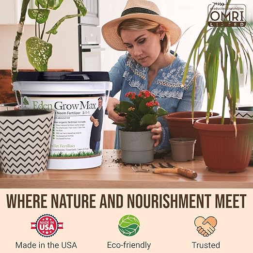Eden Grow Max Organic Blended Neem Cake | Perfect for Home Gardening, Fruits, Lawns & Flowers | OMRI Listed (5lbs)