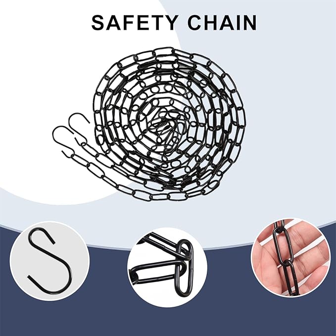 6 Pack Black Hanging Chain with Hooks, 36 Inch Universal Heavy Duty Chain for Hanging Plants, Shop Lights, Baskets, and Decorations for Indoor & Outdoor Use