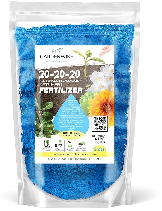 20-20-20 Water-Soluble Fertilizer – Powder for Liquid Plant Food for Indoor & Outdoor Plants, Orchids, Vegetables, Lawns, Flowers – 20 20 20 Fertilizer (2 QUARTS)