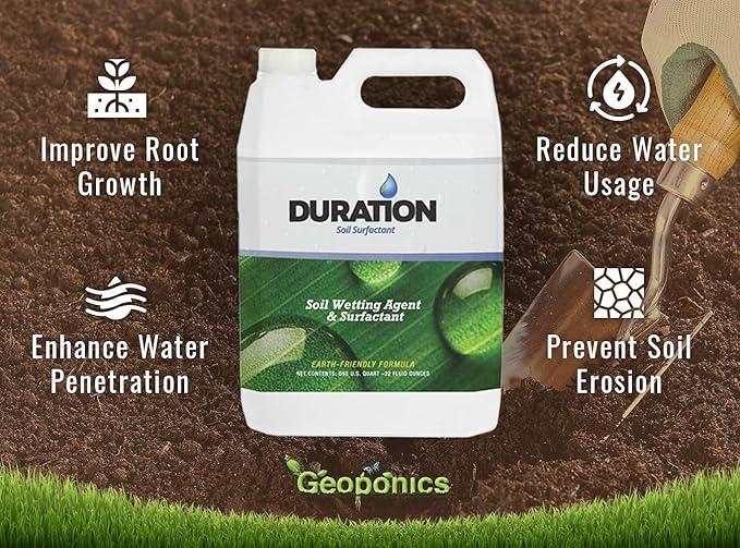 Duration Soil Surfactant Wetting Agent – Liquid Lawn Aeration Loosens Compacted Turf to Enhance Water Absorption and Air Circulation to Plant Roots – Earth Friendly Soil Activator (32 oz)