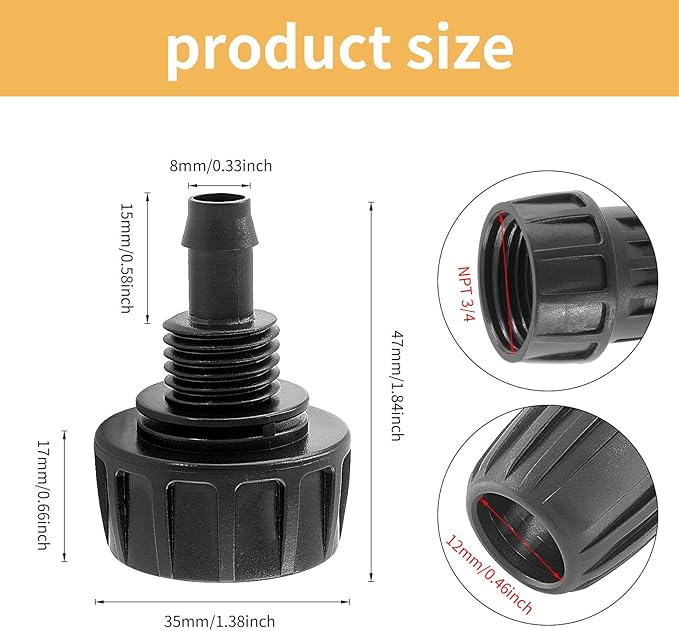 4Pcs 3/8 Inch Drip Irrigation Hose Connectors 3/4 Inch Garden Faucet Hose Adapter Drip Irrigation Tubing Connector for Garden Irrigation Misting System