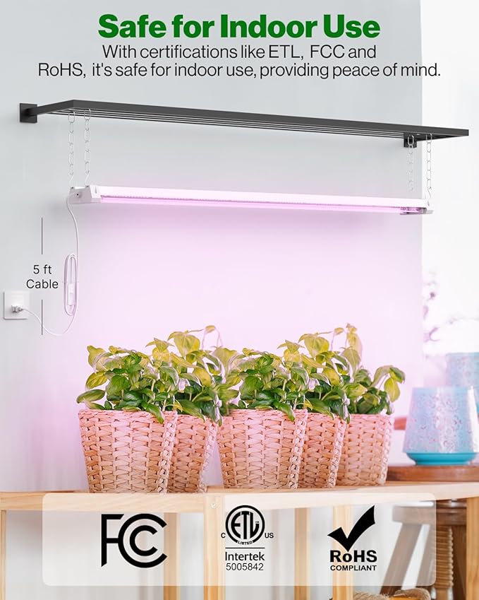 Sunco 4FT LED Grow Light for Indoor Plants 40W, Full Spectrum, Hanging Suspended Fixture, Linkable, Plug in, Greenhouse Year Round for Indoor Plants Seedlings Vegetables Flowers 2 Pack