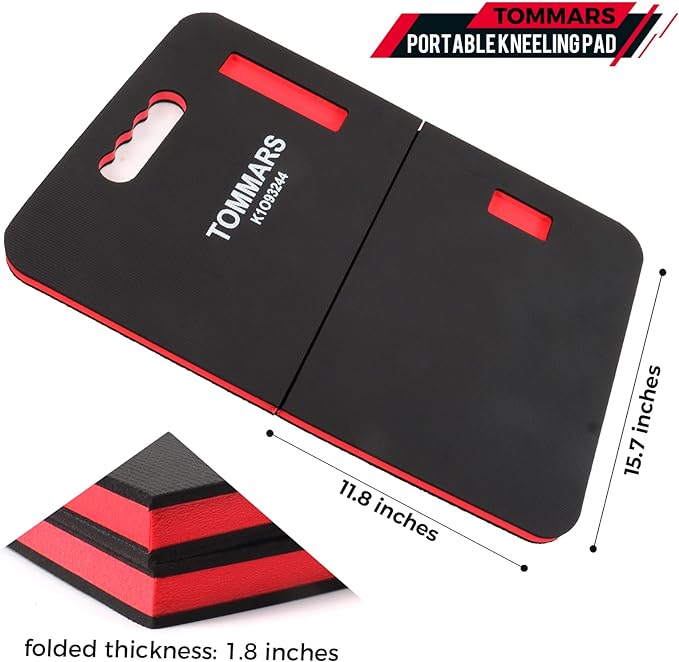 TOMMARS 0.9" Foldable Thick Kneeling Pad, 2 Fold Comfortable Foam Knee Pads Cushion Mat for Gardening, Yardwork, Workshop Repairing