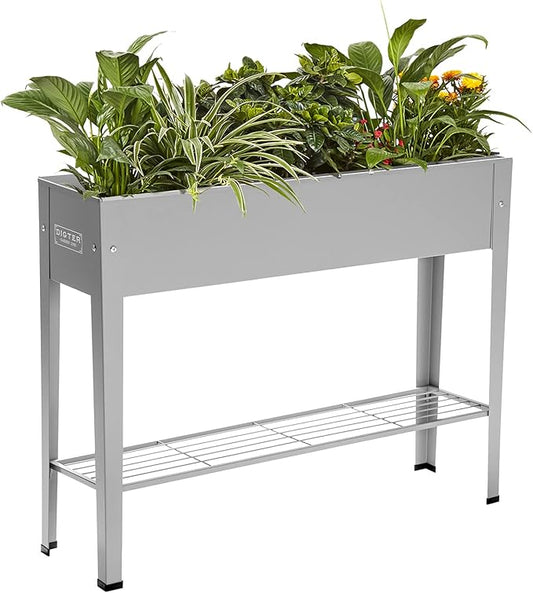 Raised Garden Bed, Garden Raised Planter Box with Legs, Galvanized Garden Planter for Herbs and Vegetables (40" Grey)