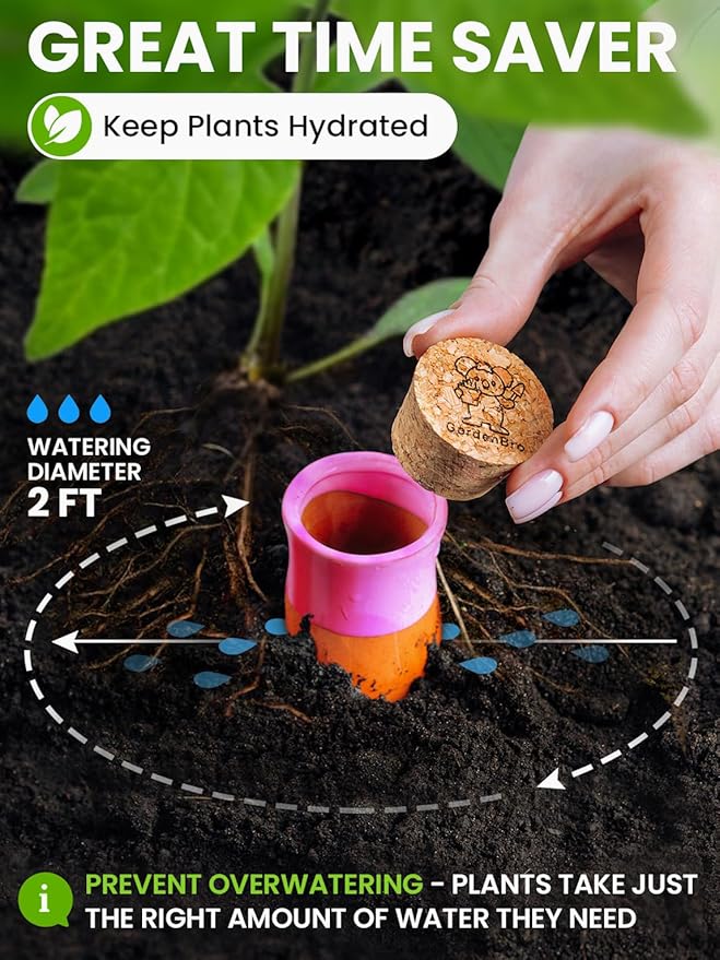 4 Pcs Ollas Terracotta Watering Pots Large- 14 Oz Self Watering Planter Insert Olla Watering System for 1-Week Easy to Refill - Clay Plant Watering Globes for Outdoor & Indoor Plants [4, Pink]