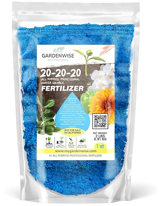 20-20-20 Water-Soluble Fertilizer – Powder for Liquid Plant Food for Indoor & Outdoor Plants, Orchids, Vegetables, Lawns, Flowers – 20 20 20 Fertilizer (1 Quart)