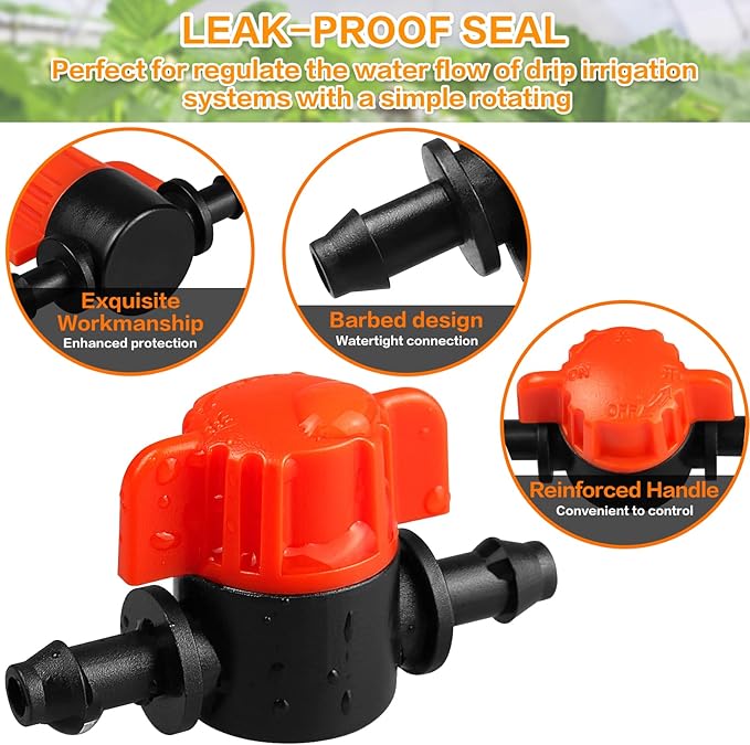 1/4" Drip Irrigation Valve：25 Pack Drip Irrigation Shut Off Switch Valve Fits 1/4 Inch Drip Irrigation Tubing Drip Line Cut Off Valve for Garden Lawn Irrigation System