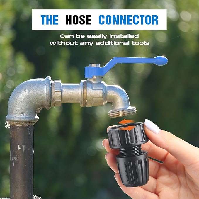 32 Pcs 1/2" Tubing Irrigation Fittings Kit 1/2" ID x 0.6-0.63" OD 16 mm Drip Irrigation Barbed Connectors 4 Switch Valves, 8 Tees, 8 Couplings, 4 Elbows, 4 Ends, 4 Adapters (Blue, Black)