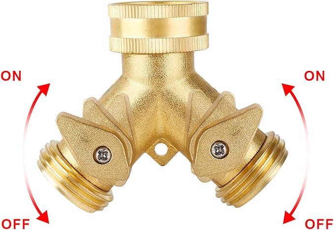 Heavy Duty Garden Faucet Splitter Hose Splitter (2-Way Brass)