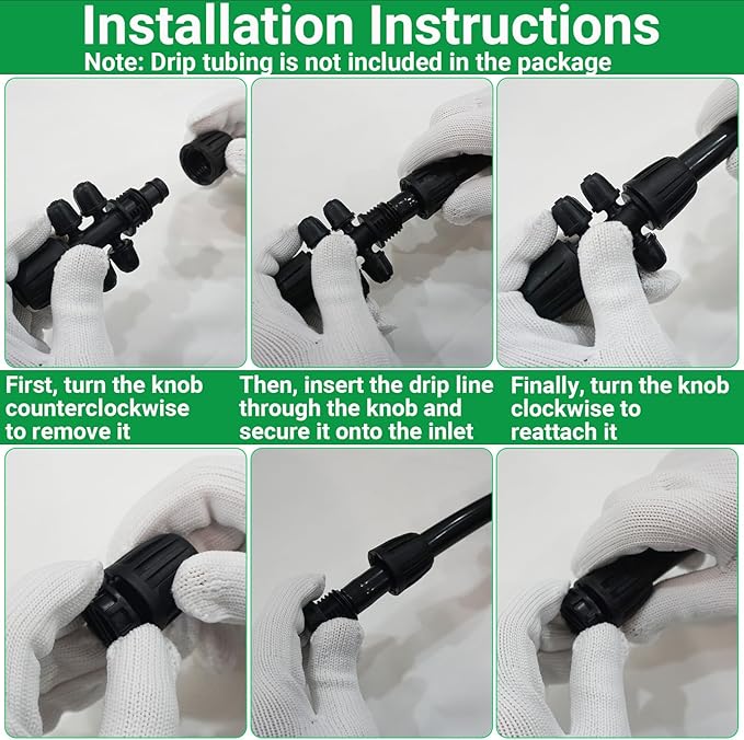 Drip Irrigation Emitters, Sprayers for 1/4" Tubing, 1/2" to 1/4" Fittings, Barbed Connectors for 1/2" Tubing (0.67" OD), End Plugs for Garden Watering System 38 Pcs (Tubing Not Included)