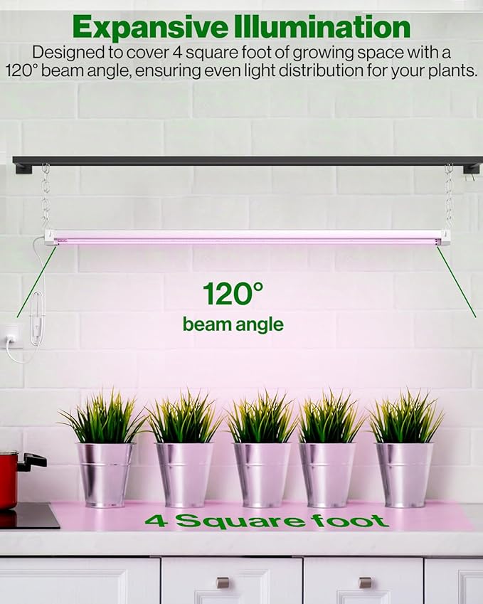 Sunco 4FT LED Grow Light for Indoor Plants 40W, Full Spectrum, Hanging Suspended Fixture, Linkable, Plug in, Greenhouse Year Round for Indoor Plants Seedlings Vegetables Flowers 2 Pack