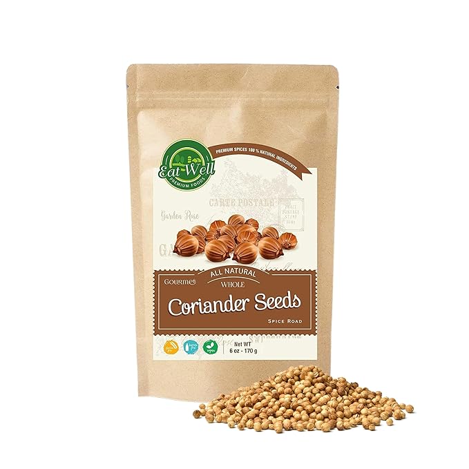 Eat Well Coriander Seeds Whole 6 oz, Bulk Traditional Whole Coriander Cilantro Seeds,100% Natural, Fresh, Gourmet Spices Seasonings, Pure Spice Ingredients for Cooking, Herbs and Spice Mix